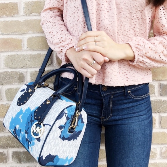 Michael Kors Small Satchel  blue floral - Picture 2 of 6